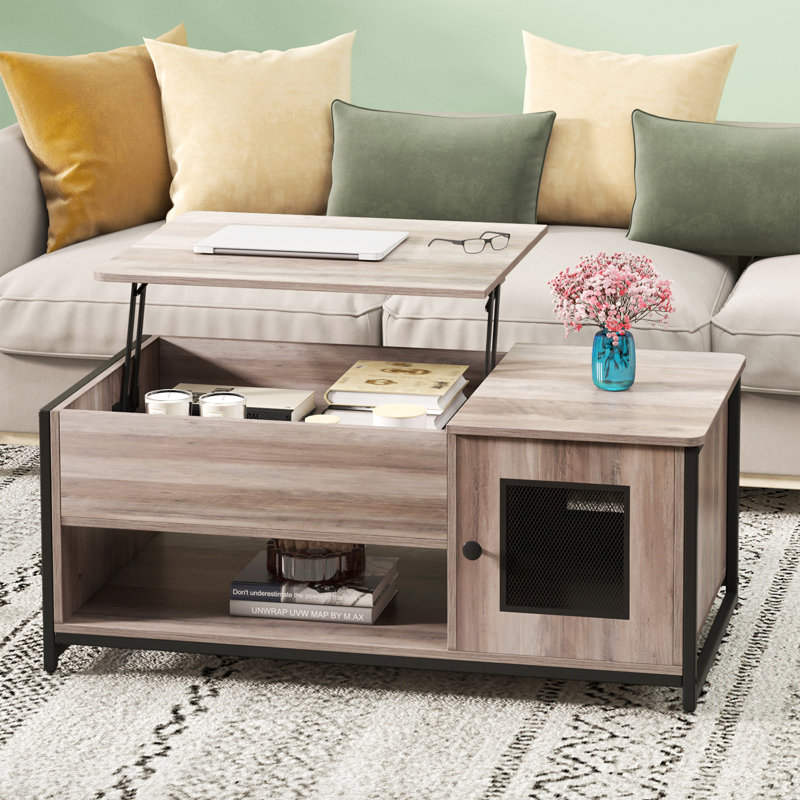 Modern Lift Top Wooden Coffee Table with Large Hidden Compartment