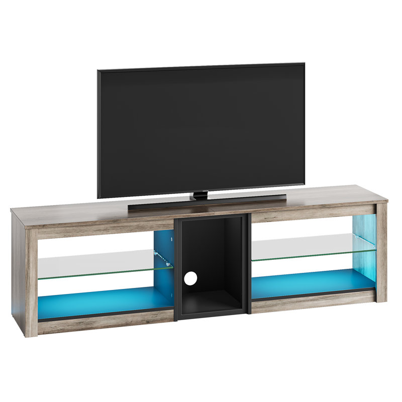 New Design Modern High Gloss TV Cabinet Living Room Furniture Wood TV Display Stand with Led Light Glass Shelf