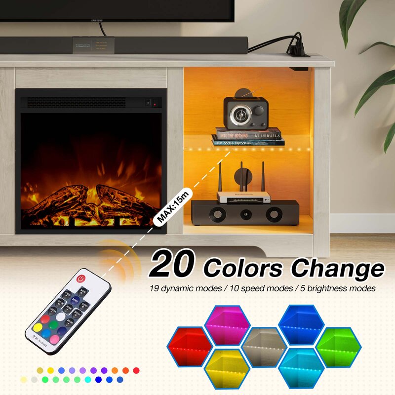 China Wholesale Modern Living Room Wooden TV Cabinet Fireplace Tv Stand with Charging Station