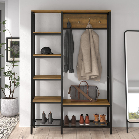 Novel Design Competitive Price Coat Rack with Shoe Iron Hall Tree with Bench And Shoe Storage