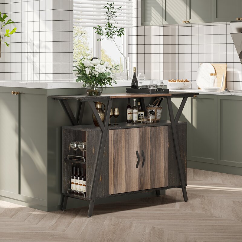 3 Tier Brown Industrial Kitchen Trolley