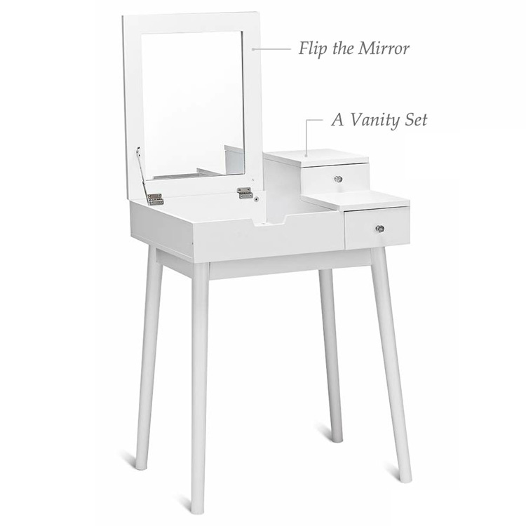 Aesthetic Free Standing Make Up Table With Chair