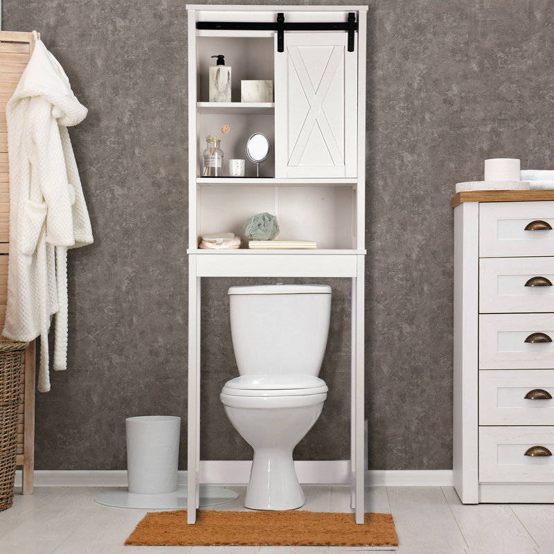 White Sliding Barn Door Bathroom Toilet Space Saver