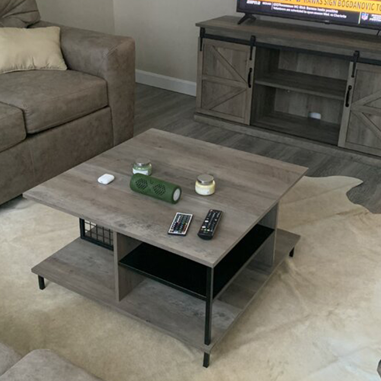 Wood Concrete Dark Walnut Coffee Table
