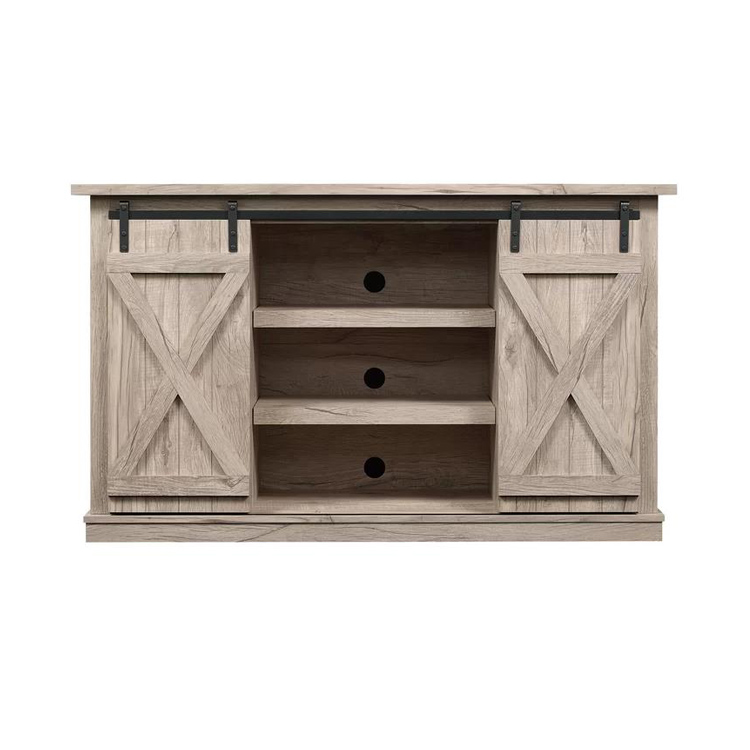 Sliding Barn Door Dark Tv Stand in Bedroom