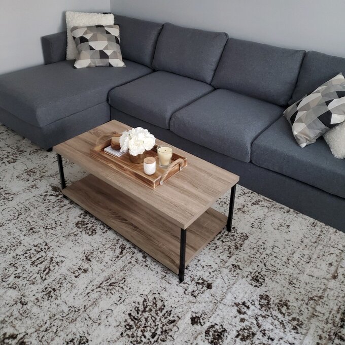 Iron Frame Wood White Oak Coffee Table