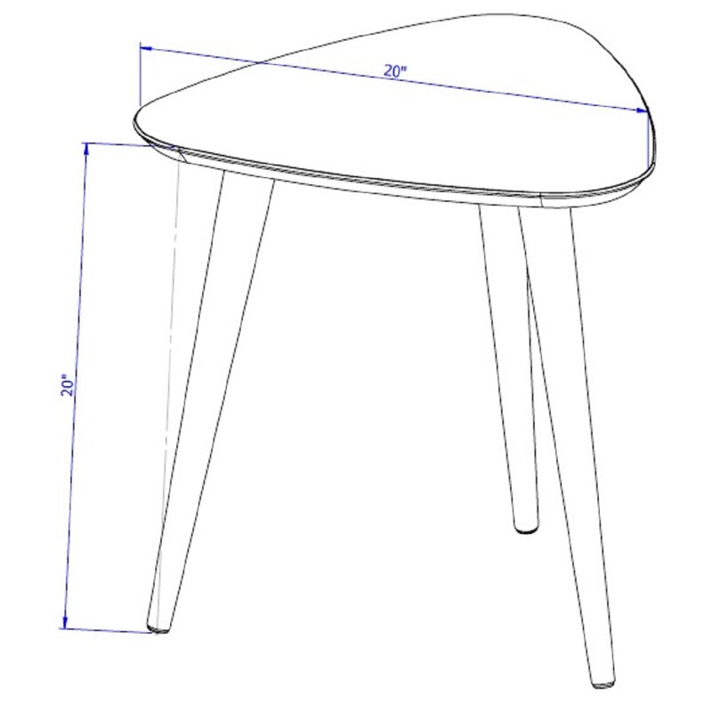 Solid Wood Triangle White Color Coffee Table
