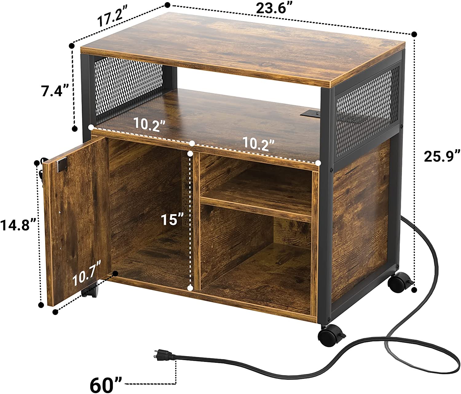 File Cabinet Locking Office Filing Cabinets with Socket And USB Charging Port