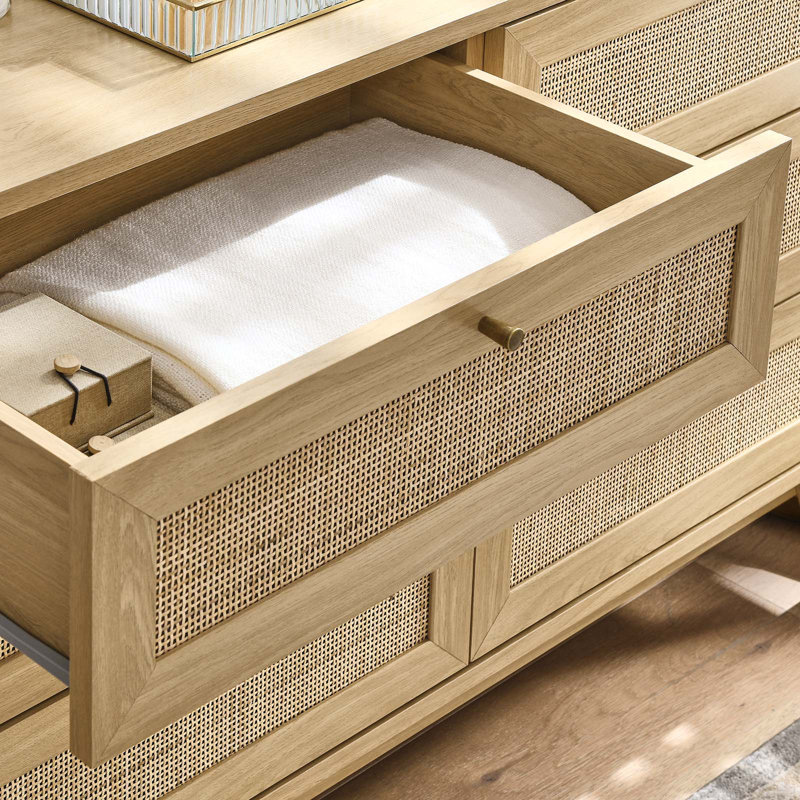 Vintage Rattan Drawer Chest for Living Room
