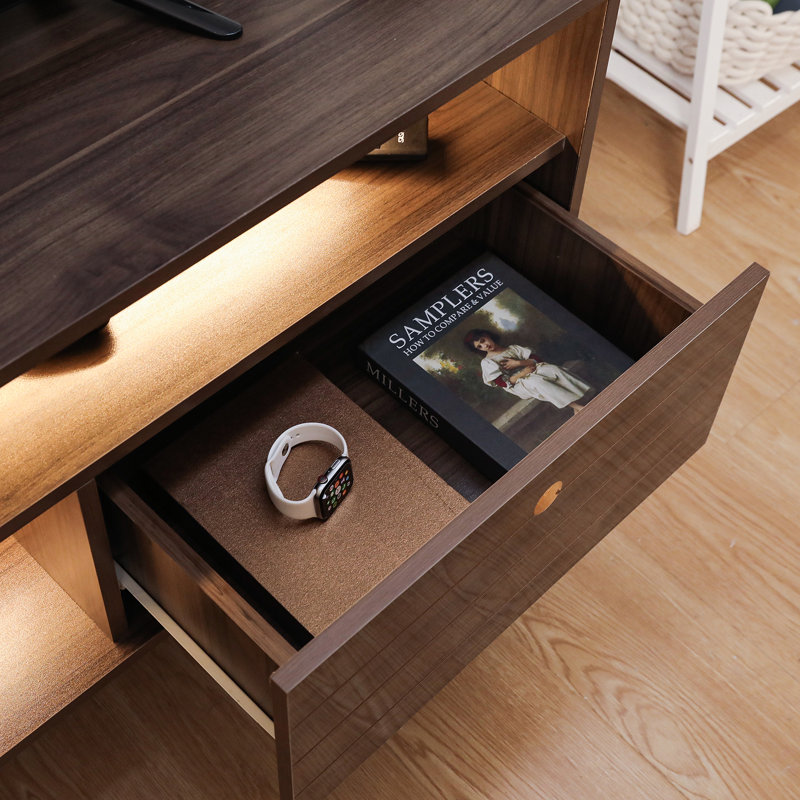 New Arrival Living Room Furniture Wooden Table TV Table Luxury Modern Glossy TV Stand with LED Lights