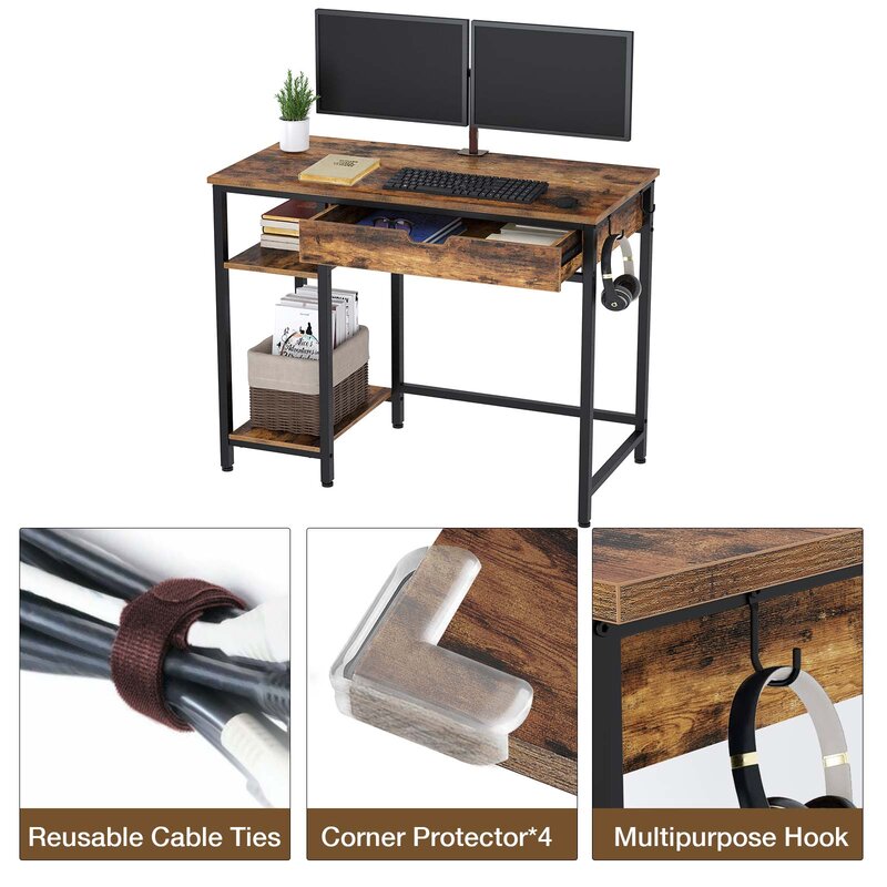Industrial Style PC Workstation Best Selling Wood Office Furniture Desk