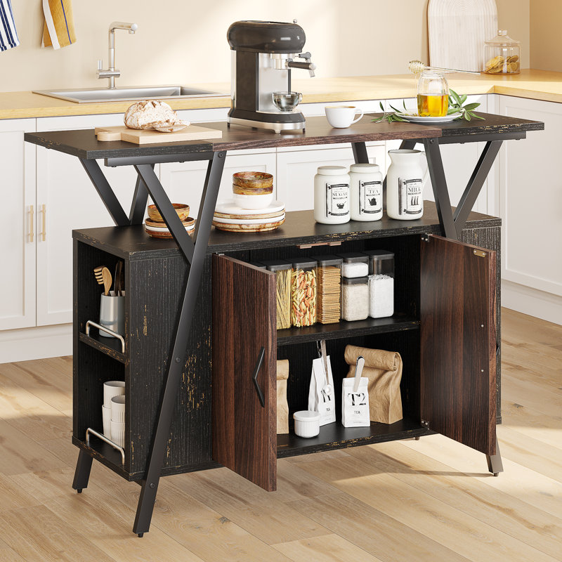 3 Tier Brown Industrial Kitchen Trolley