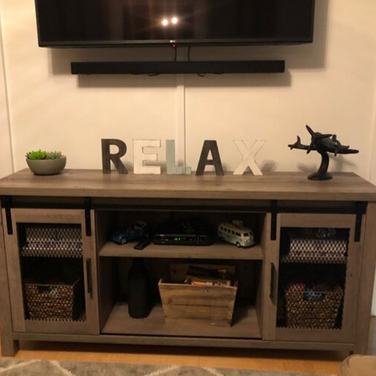 58 Inch Iron Mesh Door Tv Stand