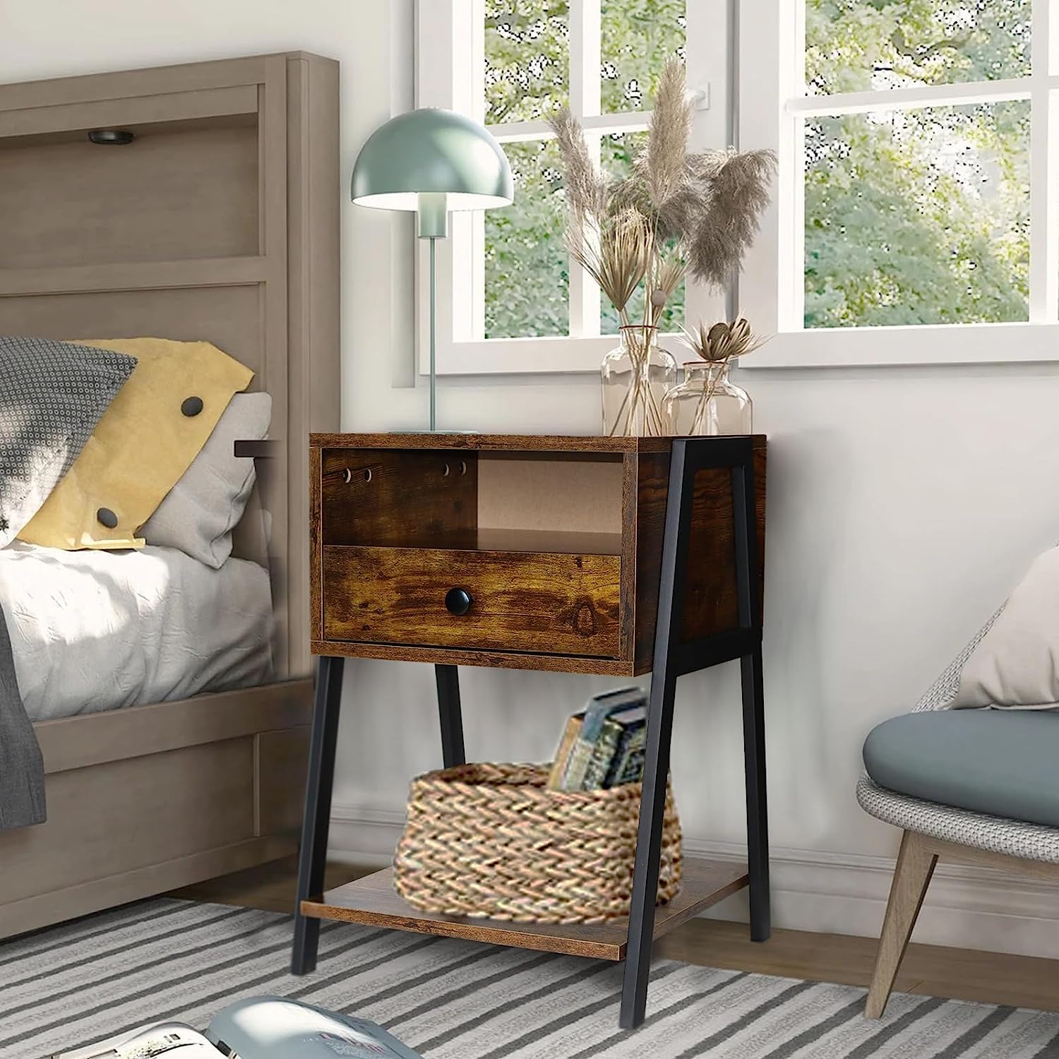 Small Side Table NightStand/End Table with Drawer for Living Room