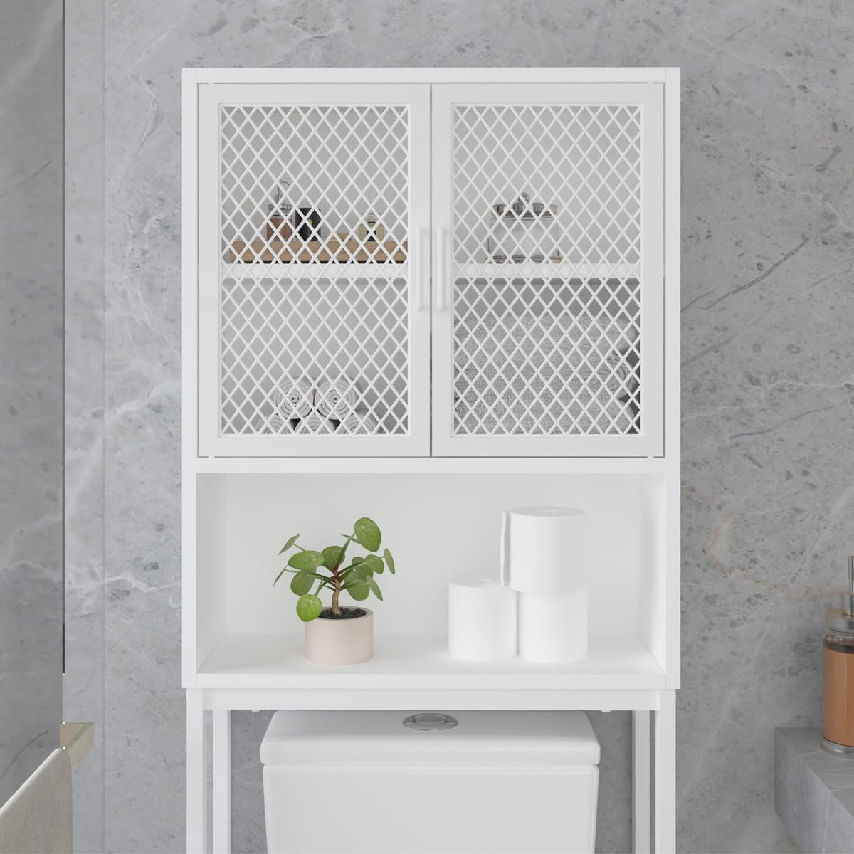 Industrial Bathroom Organizer Over Toilet Freestanding Bathroom Storage Cabinet with Rack
