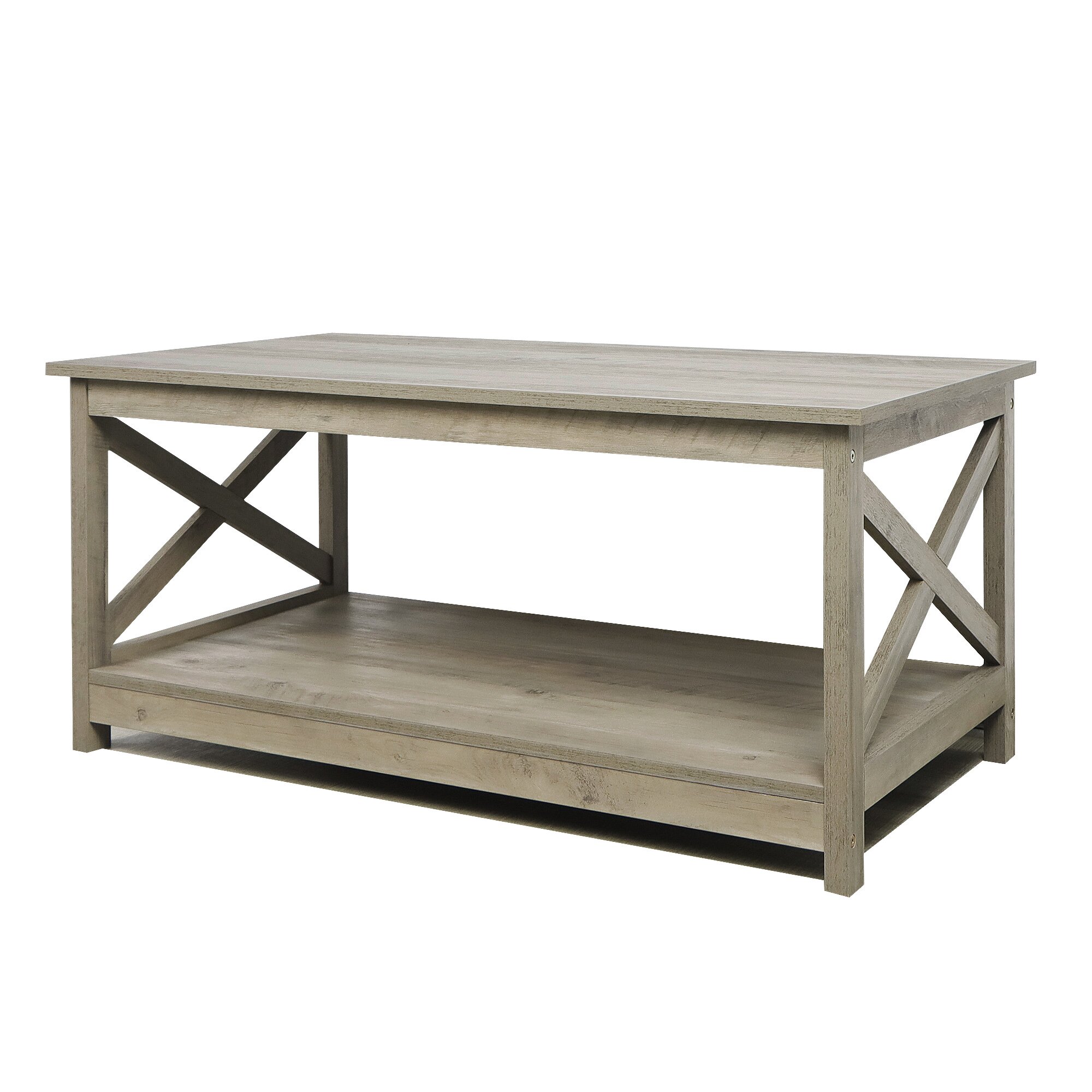 Light Wood Rectangle Grey Coffee Table