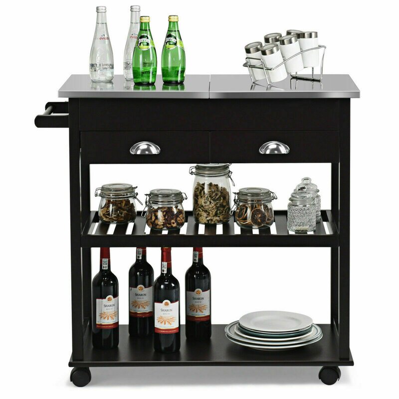 Rolling Black Kitchen Trolley for kitchen