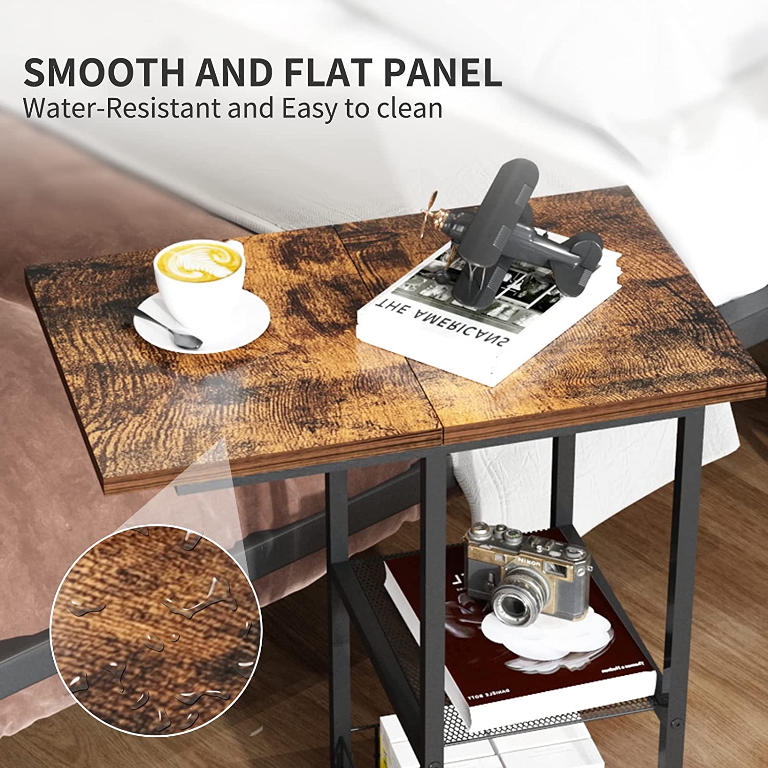 C Shaped End Table Side Table for Couch And Bed