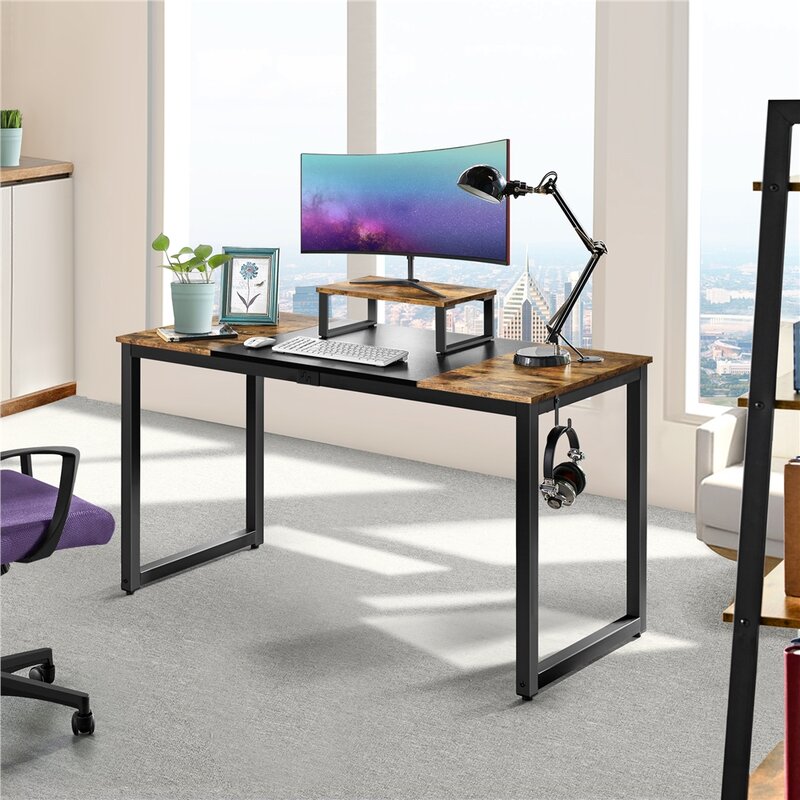Simple Style Cheap Price Wood And Metal Computer Desk Home Office PC Laptop Work Study Corner Desk