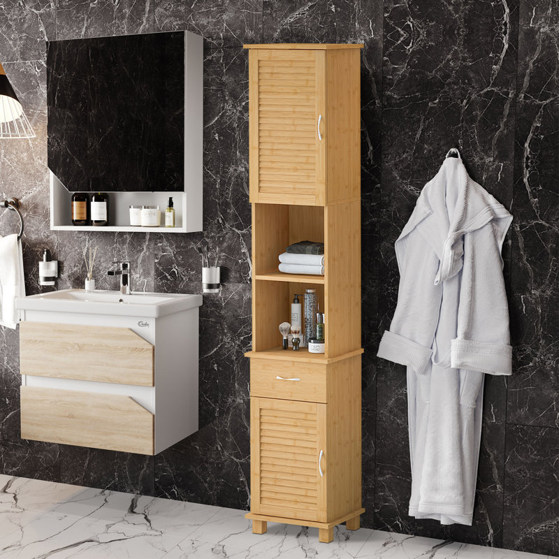 Modern Solid Wood Freestanding Linen Cabinet