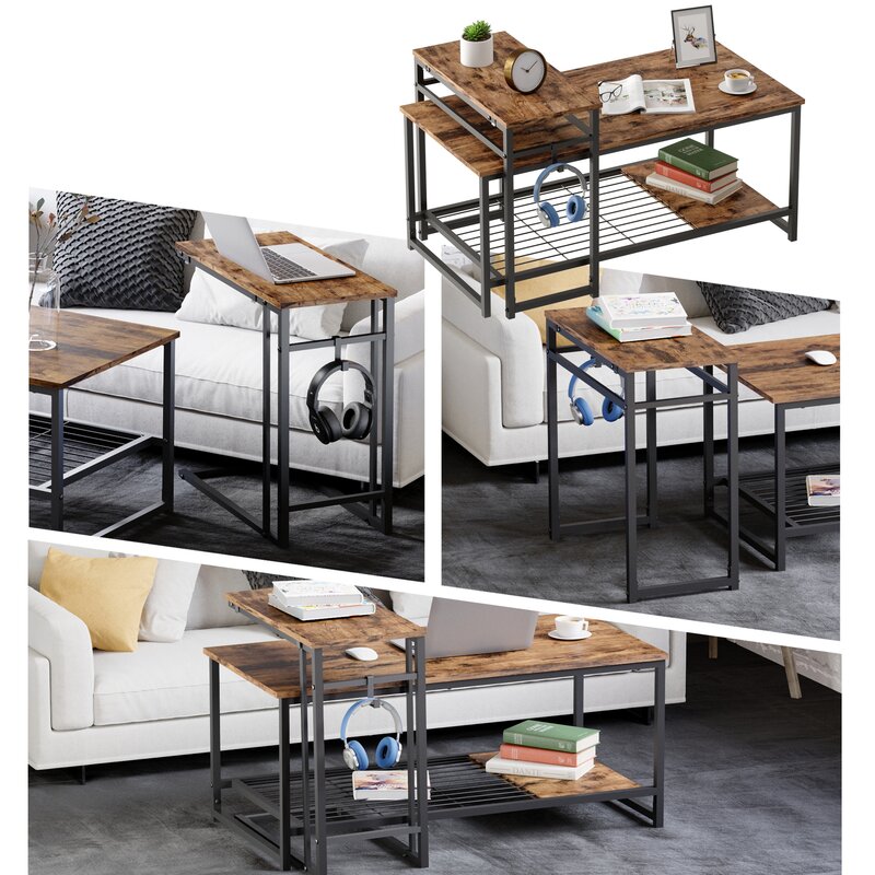Modern Nesting Coffee Table Set with Storage