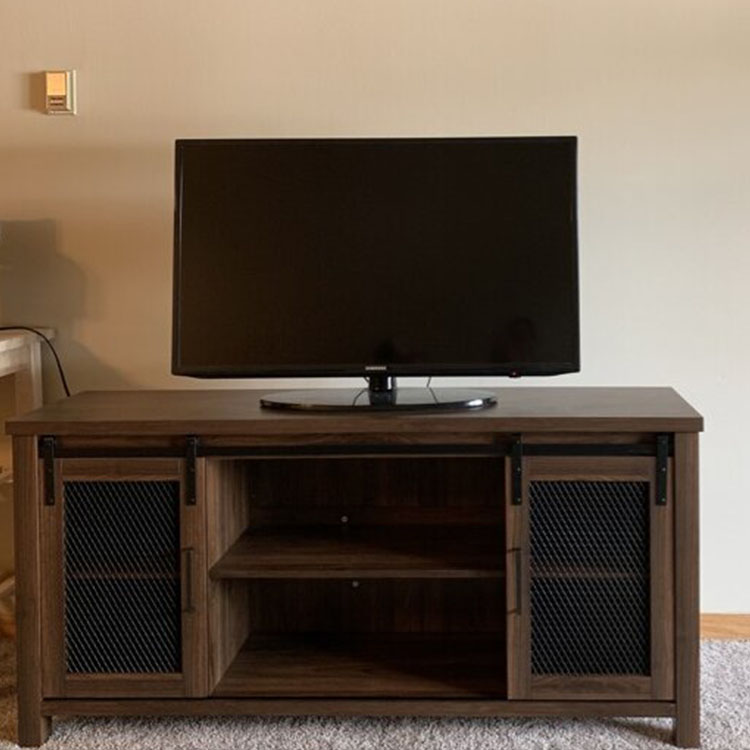 58 Inch Iron Mesh Door Tv Stand