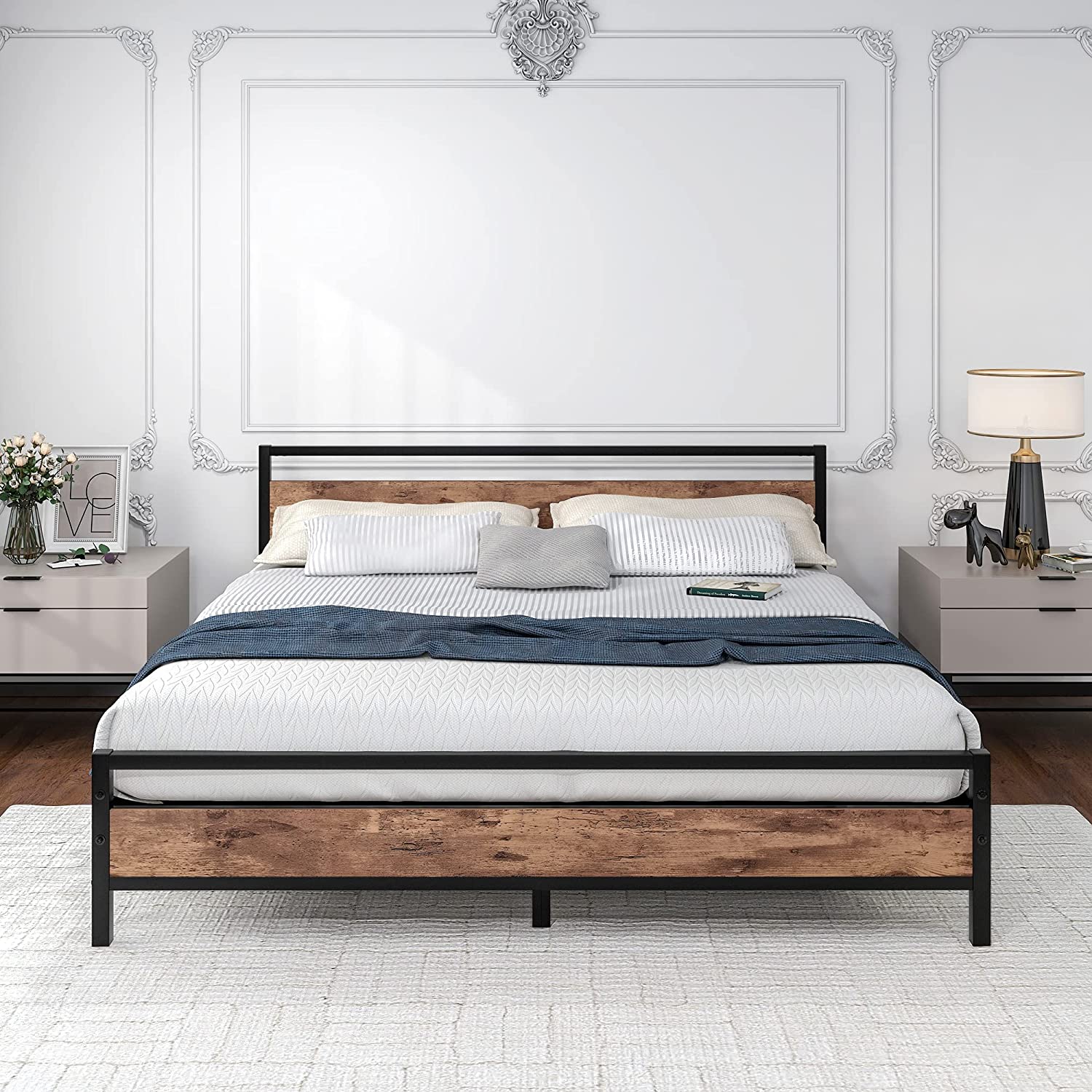 New Arrival Cheap Price King/Custom Size Wooden Metal Bed Frame