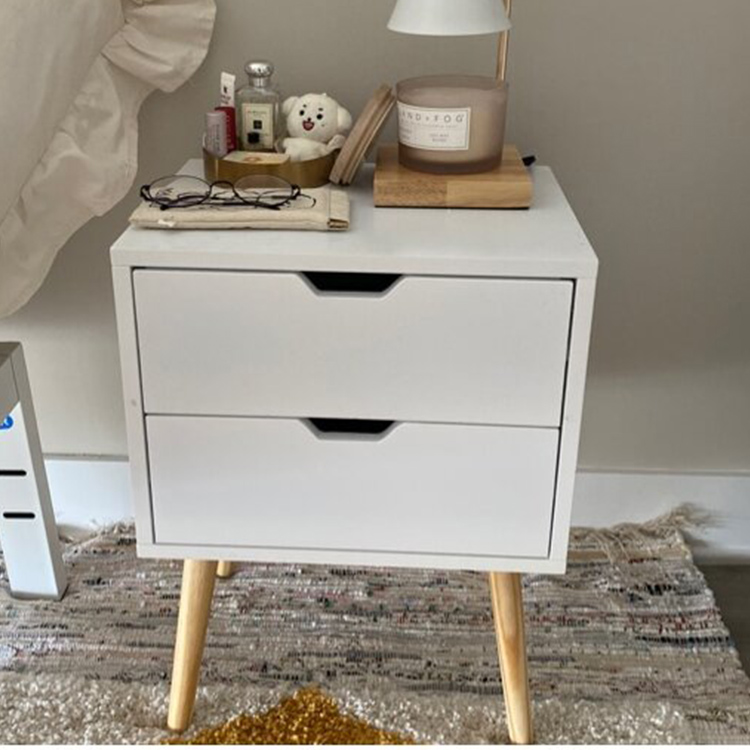 Solid Wood Night Stand for Bedroom with Drawers