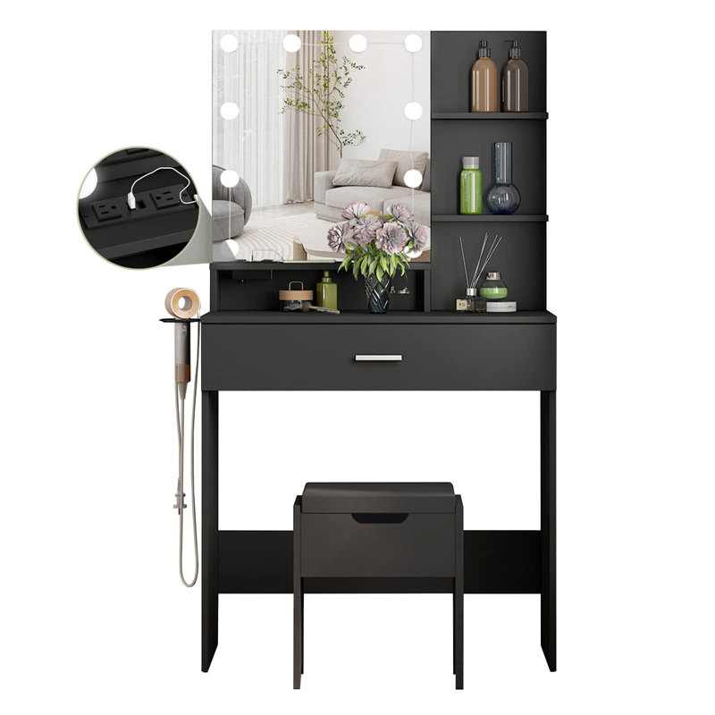 Modern Dressing Table Vanity Desk with Mirror and Light for Bedroom