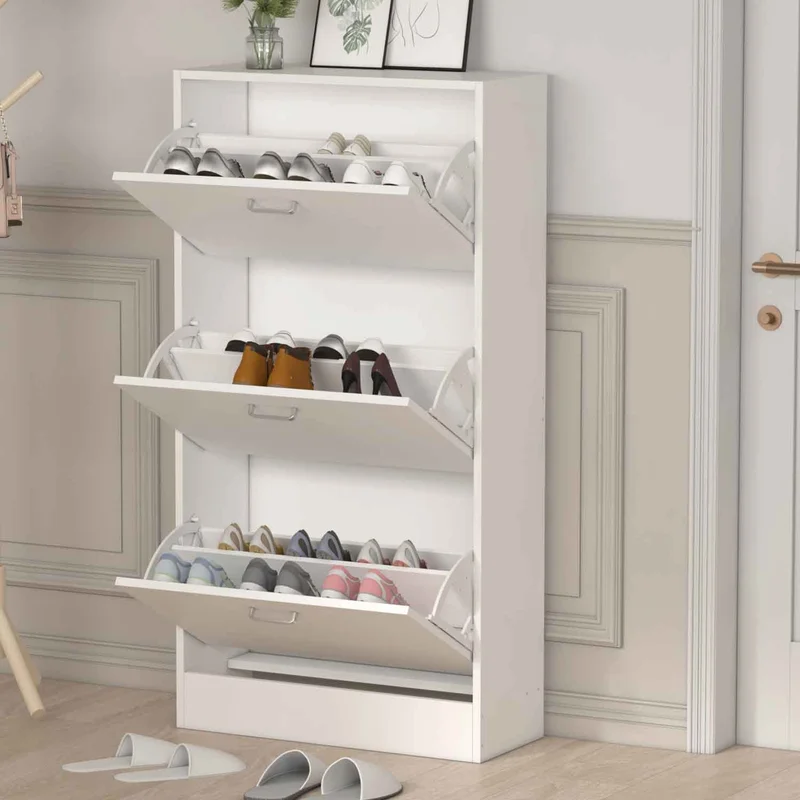 3 Layer Economical White Shoes Storage Cabinet