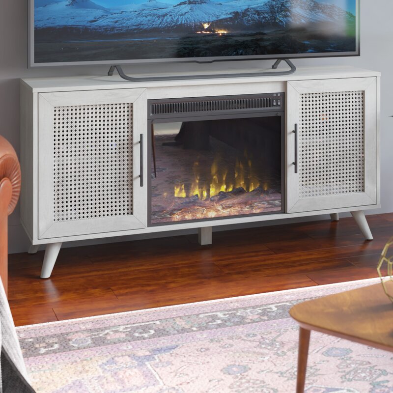 Living Room Cabinet Furniture Modern Style with Storage Wood TV Stand with Fireplace