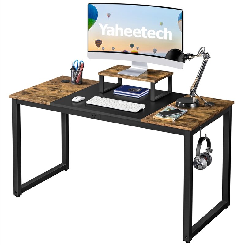 Simple Style Cheap Price Wood And Metal Computer Desk Home Office PC Laptop Work Study Corner Desk