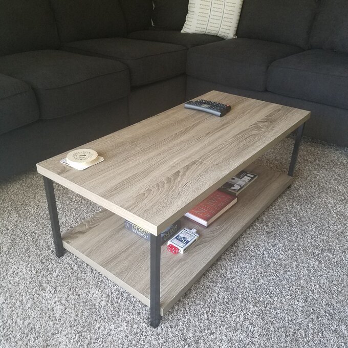 Iron Frame Wood White Oak Coffee Table