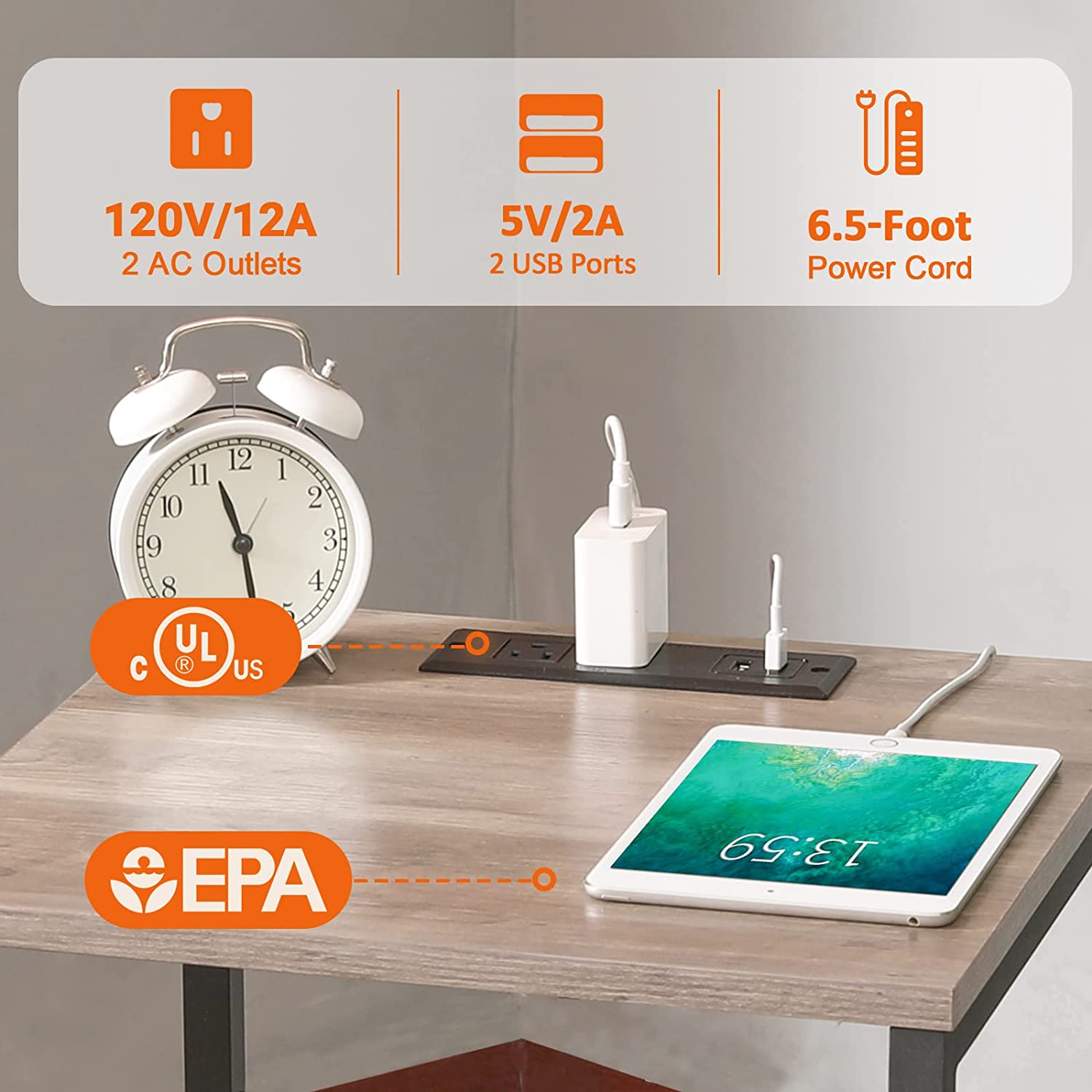End Tables Set of 2 Nightstands with Storage with Charging Station