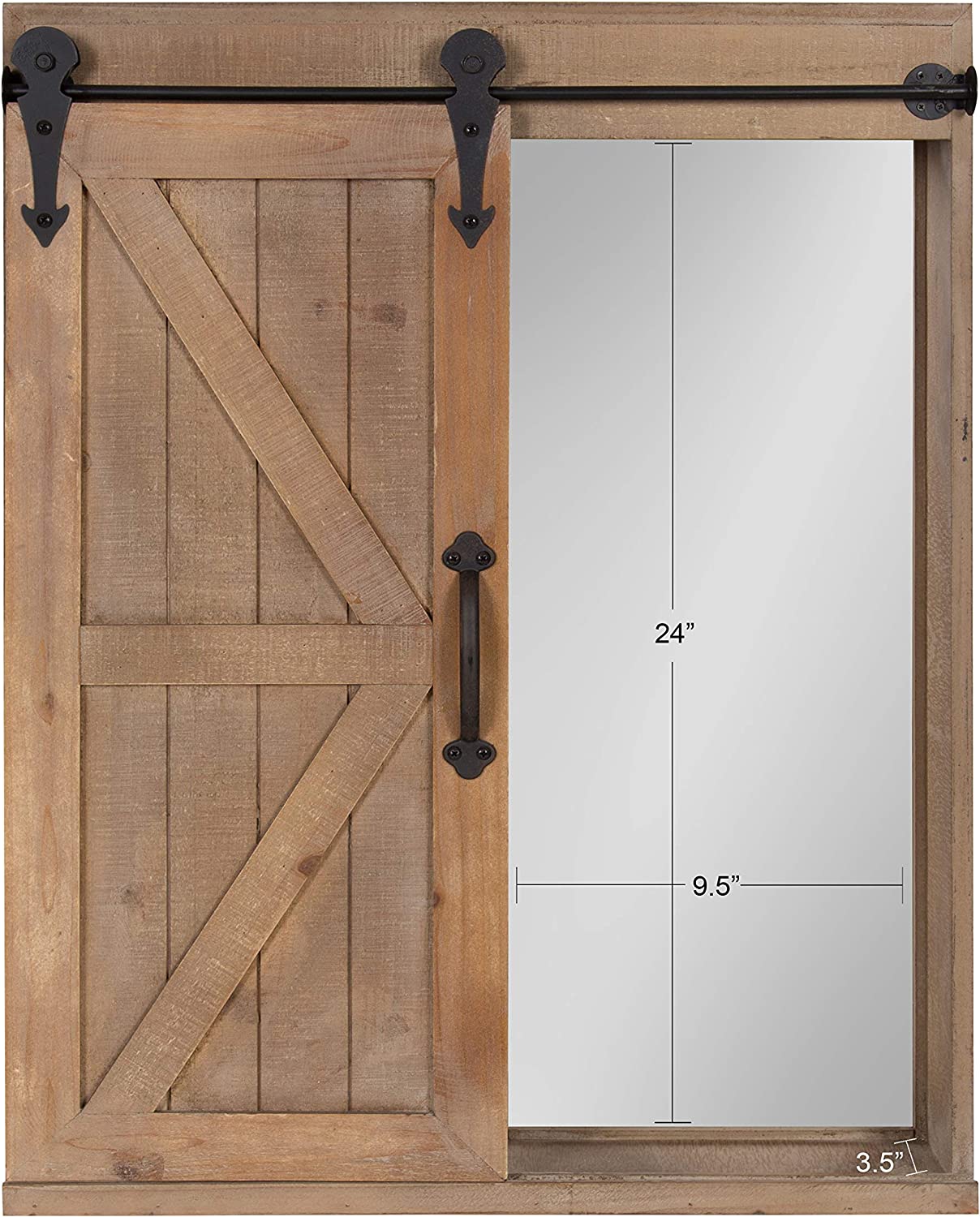 Custom Wood Bathroom Wall Storage Cabinet with Vanity Mirror And Sliding Barn Door