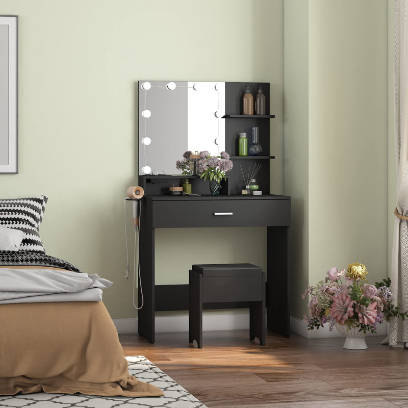 Modern Dressing Table Vanity Desk with Mirror and Light for Bedroom