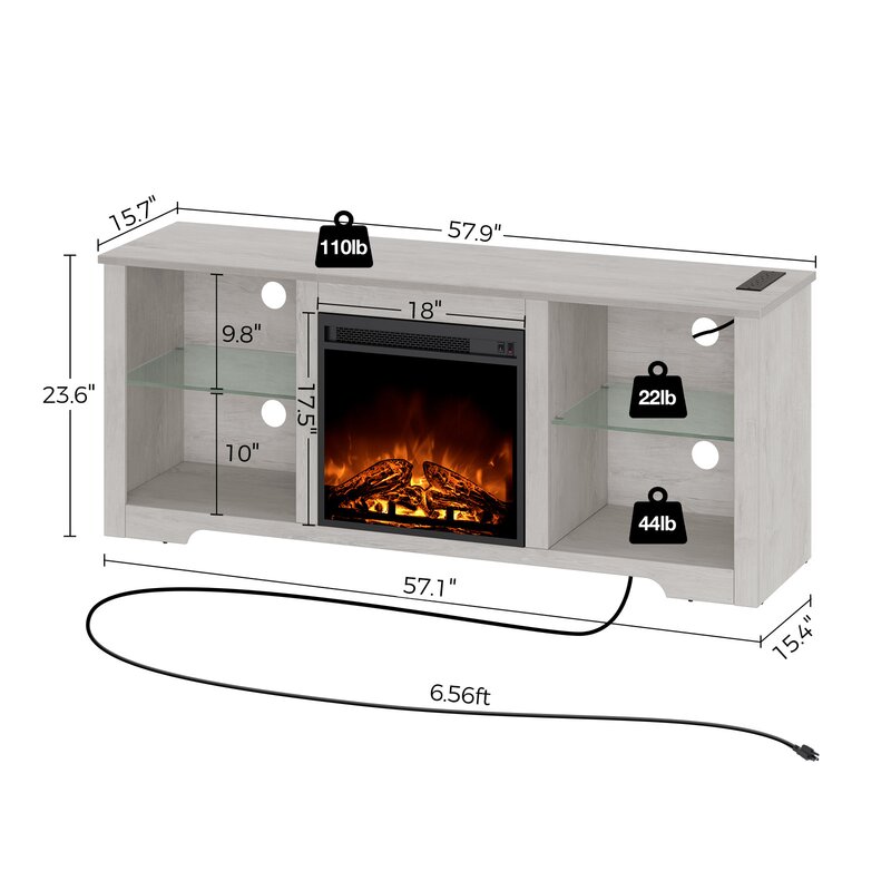 China Wholesale Modern Living Room Wooden TV Cabinet Fireplace Tv Stand with Charging Station