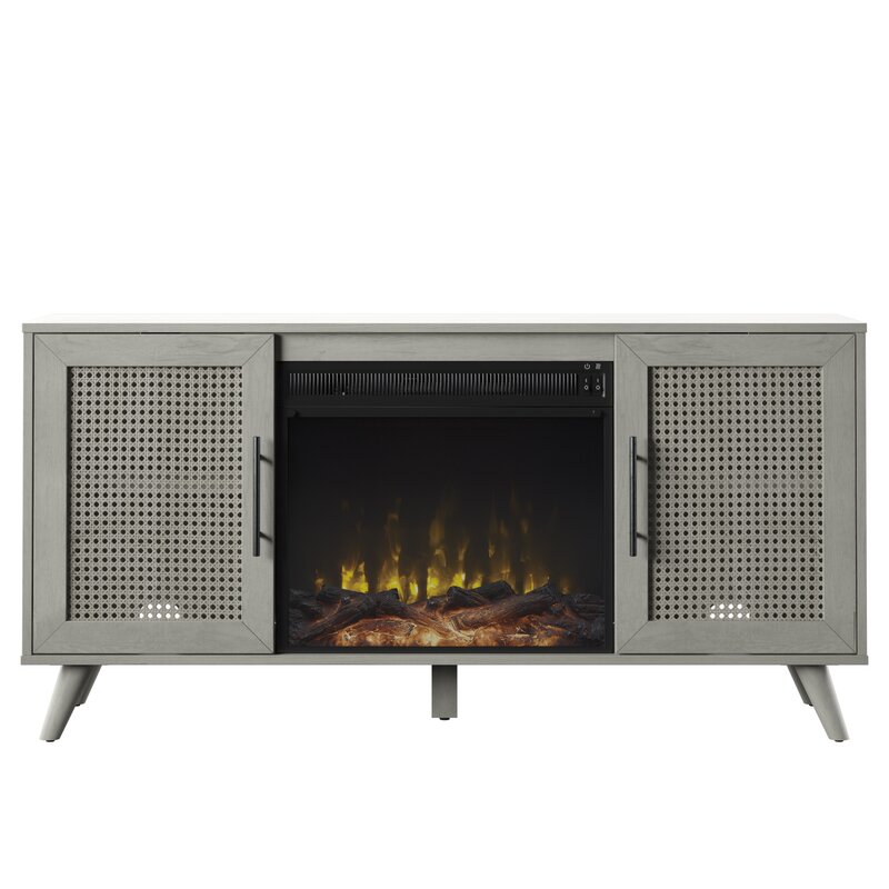 Living Room Cabinet Furniture Modern Style with Storage Wood TV Stand with Fireplace