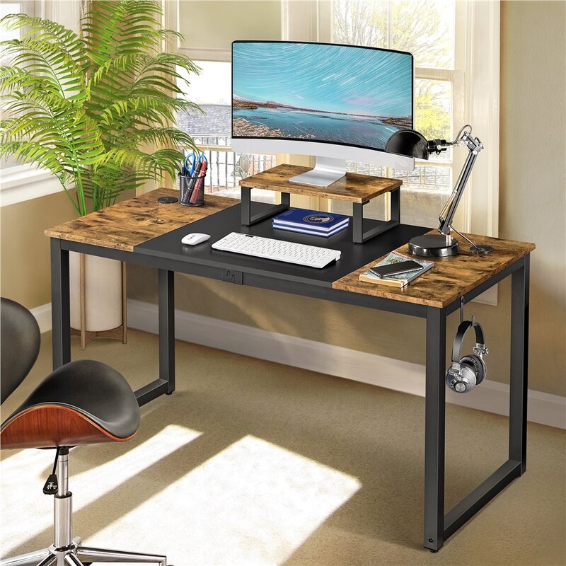 Simple Style Cheap Price Wood And Metal Computer Desk Home Office PC Laptop Work Study Corner Desk