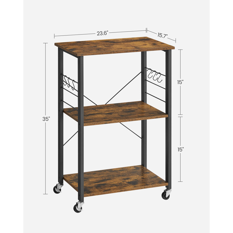 3 Tier Brown Kitchen Trolley for Kitchen