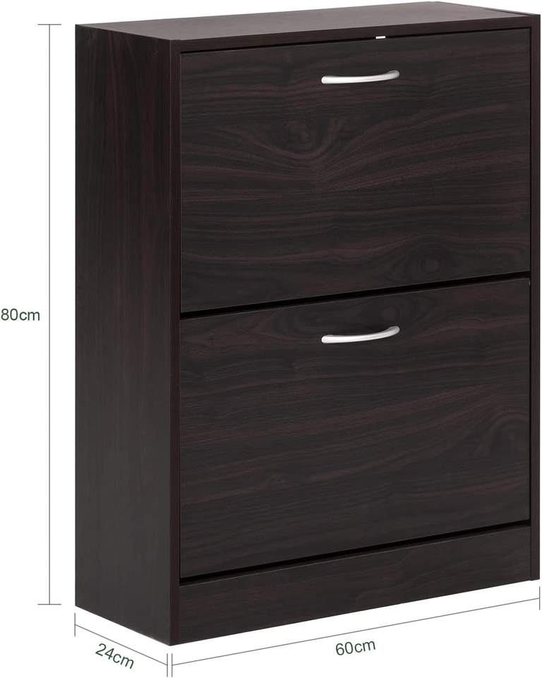 Brown 2 Flip-Drawers Freestanding Rotating Shoe Rack Organiazer Shoe Storage Cabinet