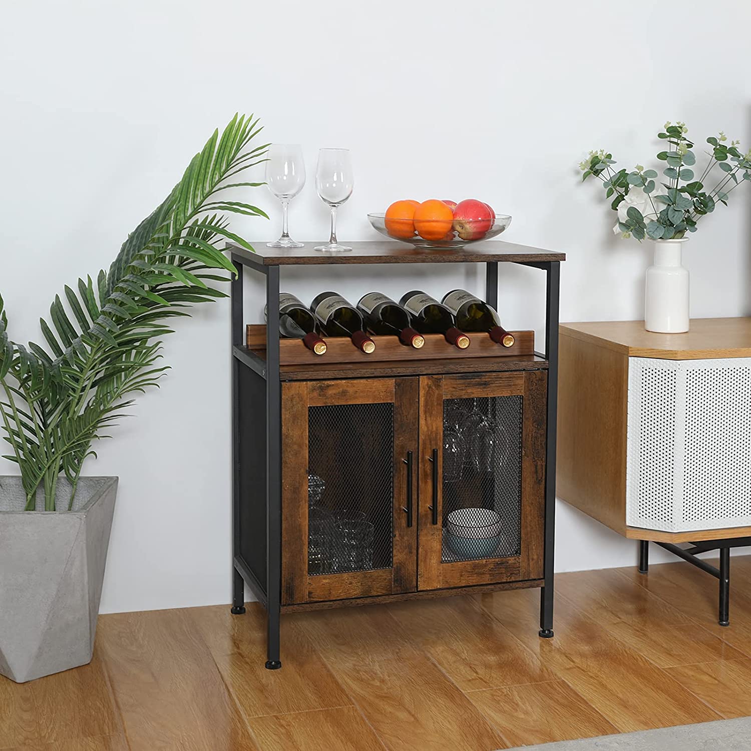 Living Room Furniture Wine Bar Rack Buffet Cabinet Wine Rack Coffee Bar Cabinet with Glass Holder
