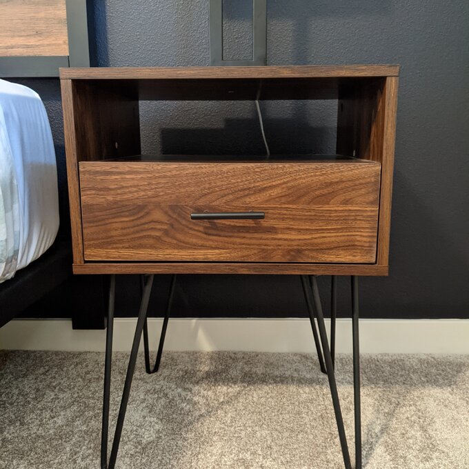 Dark Walnut Night Stand for Bedroom with Drawers