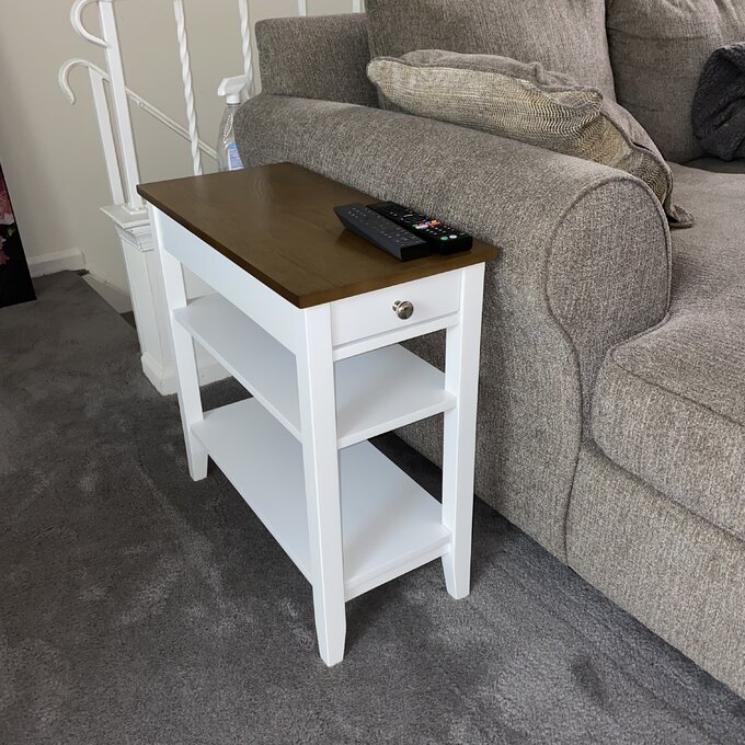 White End Table with Drawer for Living Room