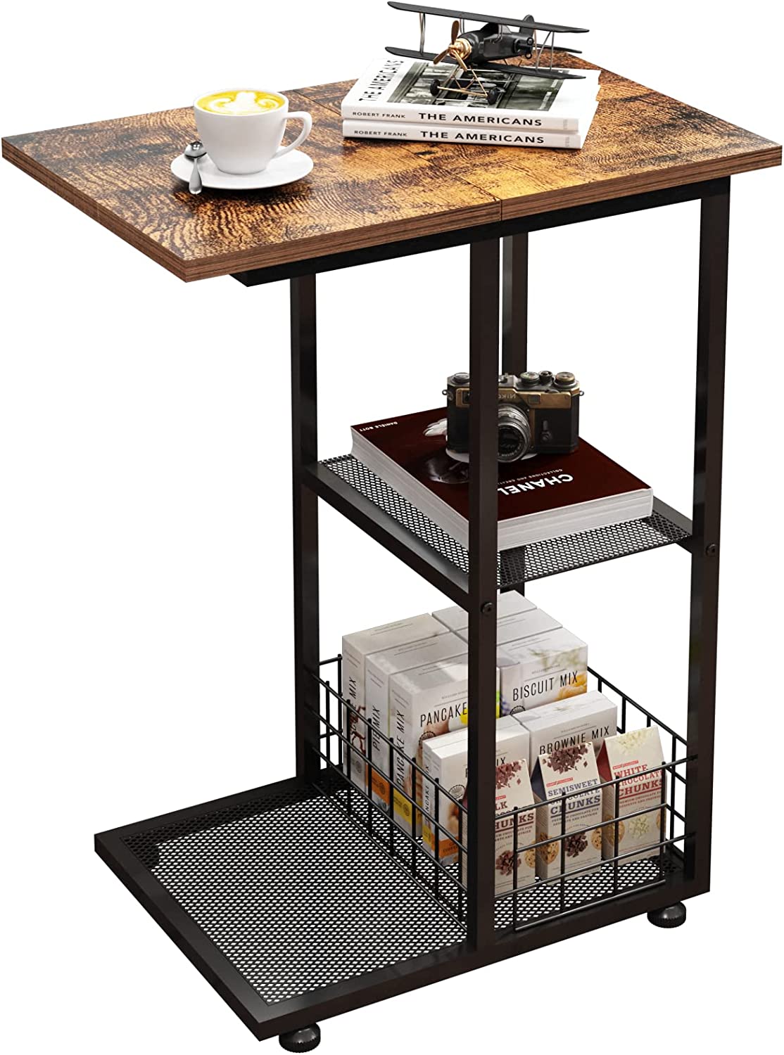 C Shaped End Table Side Table for Couch And Bed