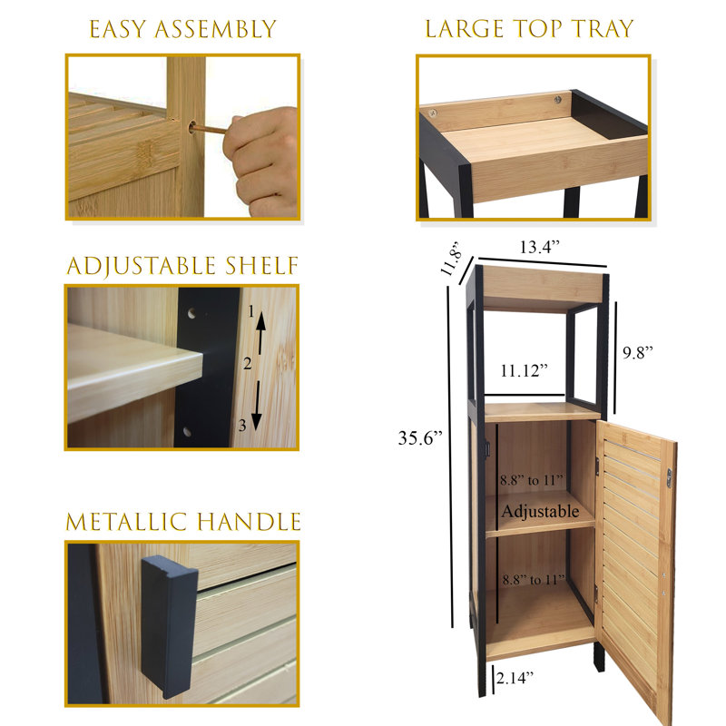  Bathroom Furniture Bamboo Cabinet Freestanding Storage Cabinet 
