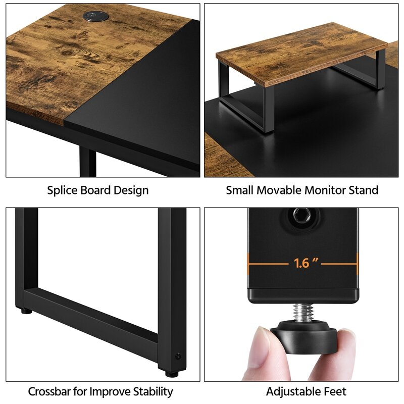 Simple Style Cheap Price Wood And Metal Computer Desk Home Office PC Laptop Work Study Corner Desk