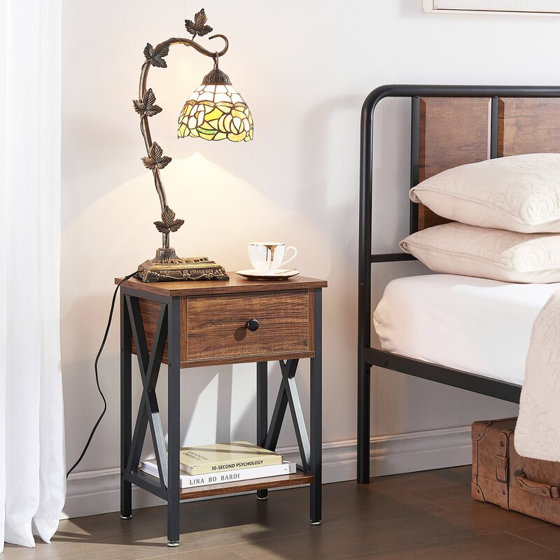 Small Size Rustic Oak Home Side Table