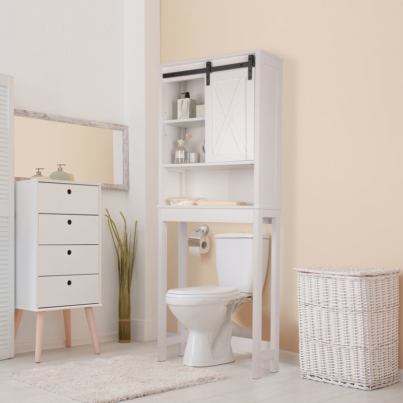 White Sliding Barn Door Bathroom Toilet Space Saver