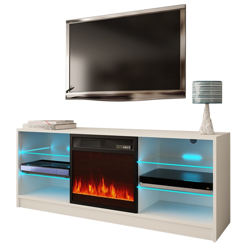 small modern design LED tv stand in bedroom